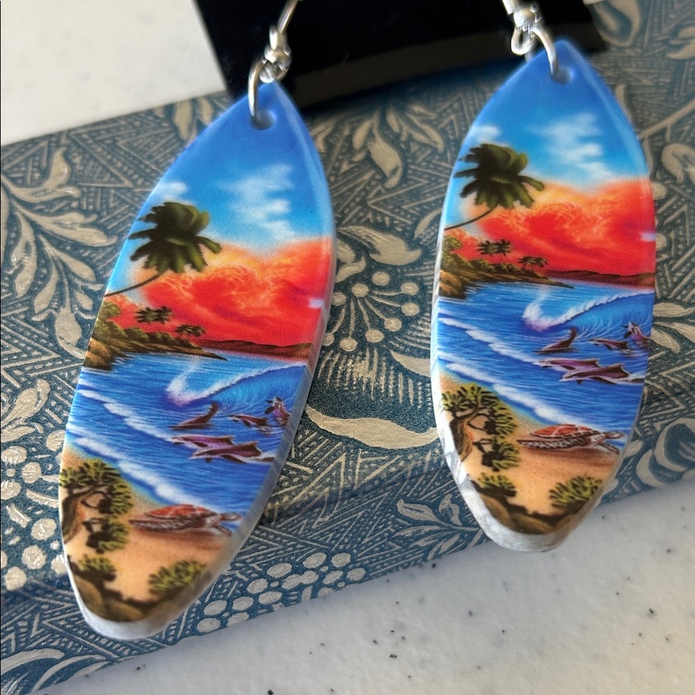 Tropical surfer earrings